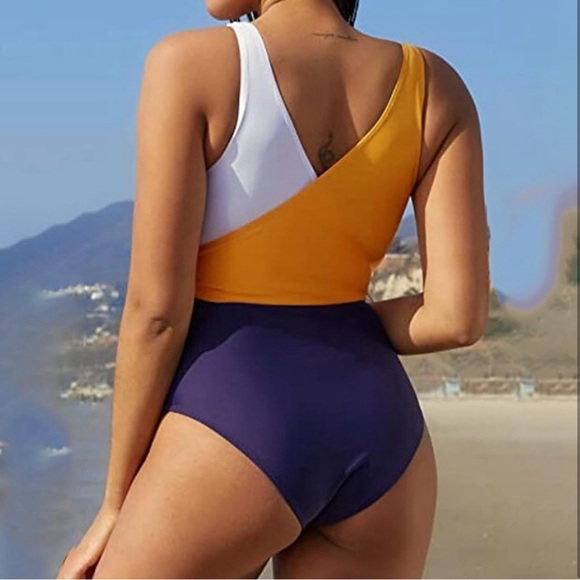 Women’s XXL Wrap Color Block Tie Side Bathing Suit CUPSHE One Piece Swimsuit - Picture 4 of 4